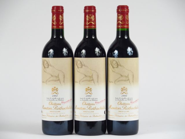 3 BOUTEILLES CHÂTEAU MOUTON ROTHSCHILD 1er GCC PAUILLAC - 1993 - 1 ETL