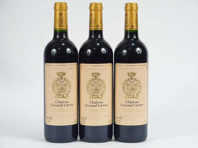 3 BOUTEILLES CHÂTEAU GRUAUD LAROSE GCC ST JULIEN - 2005 - 1 LEGER ACCR
