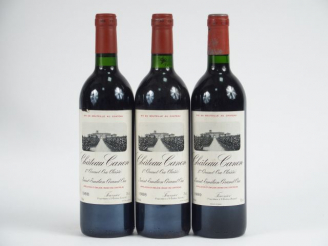 Vente aux enchères 3 BOUTEILLES CHÂTEAU CANON 1er GCC ST EMILION : 2 de 1988 - 1 de 1989