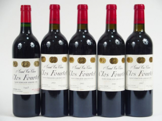 Vente aux enchères 5 BOUTEILLES CHÂTEAU CLOS FOURTET 1er GCC ST EMILION : 1 de 1995 - 4 d