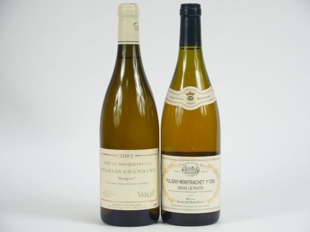 2 BOUTEILLES : 1 CHABLIS GC 'BOUGROS' VERGET 2002 - 1 PULIGNY MONTRACH