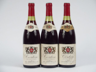 Vente aux enchères 3 BOUTEILLES CORTON A. DABRUN - 1975 - 2 CM/ETLT/1 COLL T