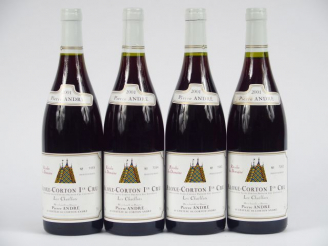 Vente aux enchères 4 BOUTEILLES ALOXE CORTON 1er CRU 'LES CHAILLOTS' P. ANDRE - 2001