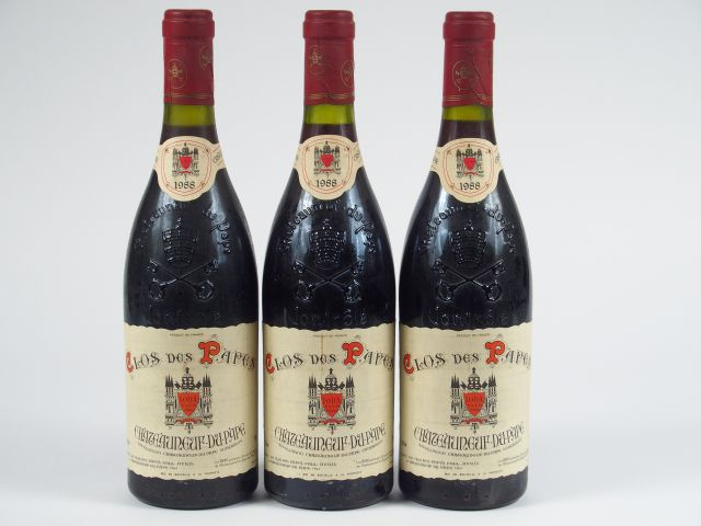 3 BOUTEILLES CHATEAUNEUF DU PAPE 'CLOS DES PAPES' P. AVRIL - 1988