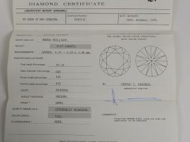 Brillant sur papier de 0,47 cts, couleur G, avec certificat authentici