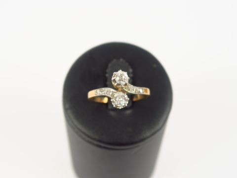 Bague Toi et Moi en or jaune et brillants.  3 g
