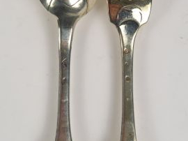 Une cuillère en argent XVIIIe, Périgueux ? et une fourchette en argent