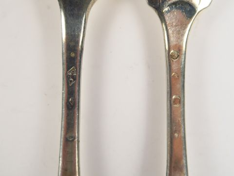 Une cuillère en argent XVIIIe, Périgueux ? et une fourchette en argent