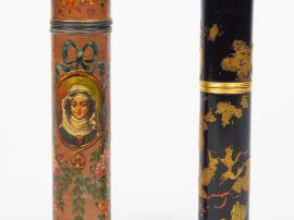 Etui à cire en laque et or à décor de style extreme-Orient , etui à ci