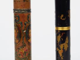 Etui à cire en laque et or à décor de style extreme-Orient , etui à ci