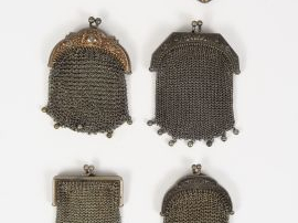 6 bourses argent ou métal, boite ovale en argent