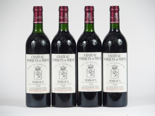 4 BOUTEILLES CHÂTEAU MARQUIS DE TERME GCC MARGAUX - 1985 - 2 LB