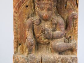 Sculpture indienne en bois naturel figurant une allégorie de Ganesh