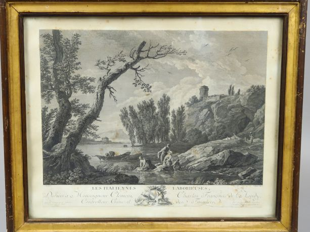 	Paire de gravures en noir d’après Poussin 								 Paire de gravures 