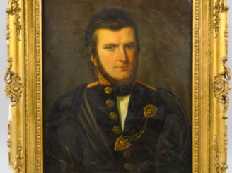 Vente aux enchères 	Ecole française XIX ème « Portrait d’homme en uniforme » Huile sur to