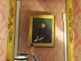 Glace de cheminée Napoléon III en bois et stuc doré (redorée, accident