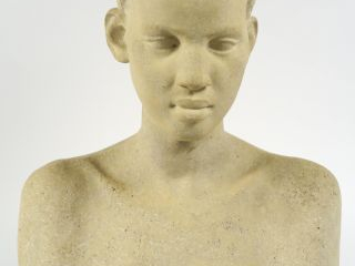 Anna QUINQUAUD. "Jeune africaine". Sculpture en pierre tendre.  Signée
