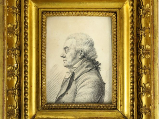 Vente aux enchères Ecole française XIXème. "Portrait d'homme de profil",  Dessin au crayo