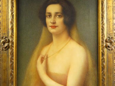 E. LOUP "Portrait de femme à l'orientale". Huile sur toile, signée en 
