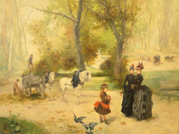 PAREDES "Promenade automnale à Paris". Huile sur toile, signée et daté