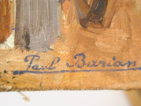 Paul BARIAN. 'L'atelier de couture'. Huile sur toile, signée en bas à 
