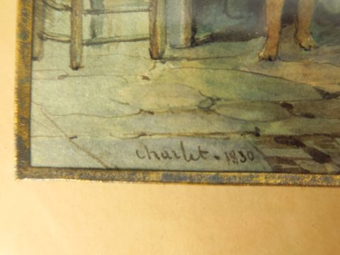 CHARLET. 'La visite'. Aquarelle, signée en bas à gauche et datée 1830.
