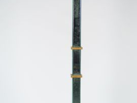 Lampadaire de style Art Déco en verre et bois clair. H. : 154 cm