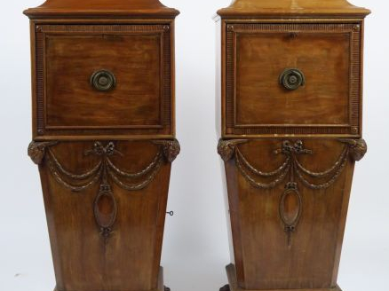 Paire de rafraichissoirs  XIXe de style Louis XVI en acajou et placage