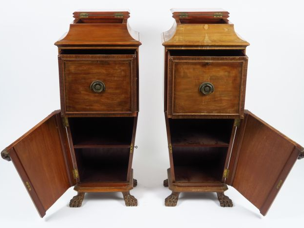 Paire de rafraichissoirs  XIXe de style Louis XVI en acajou et placage