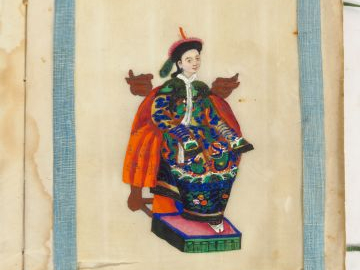 Album de 12 gouaches de Canton sur papier de riz, représentant différe