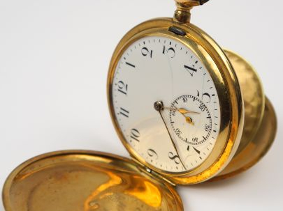 Montre de gousset en or 14 carats. Poids tel : 79 g (manque le verre)