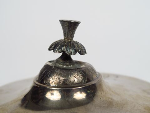 Sucrier à anses Empire en argent, poinçon au coq, anses en forme de tê