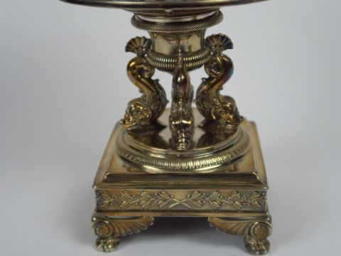 Confiturier Restauration en argent, poinçon Vieillard, à décor de cygn