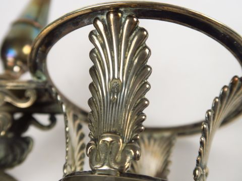 Drageoir et saleron double en argent, poinçon Vieillard, décor de palm