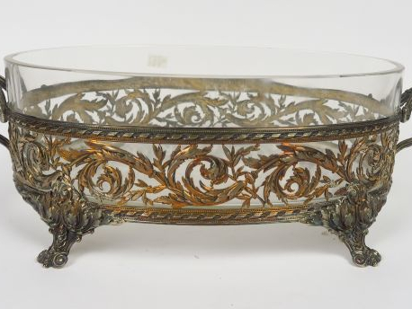 	Jardinière de style Louis XVI en argent, poinçon Minerve et cristal, 