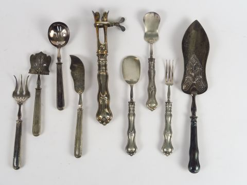 Service à douceurs 4 pièces, manche argent fourré, service à douceur t