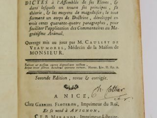 MESMER. Aphorismes de Mesmer, dictés à ses élèves, et dans lesquels on