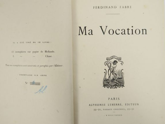 FABRE (Ferdinand). Ma Vocation. Paris, Lemerre 1889. pt in-8, 445 pp. 