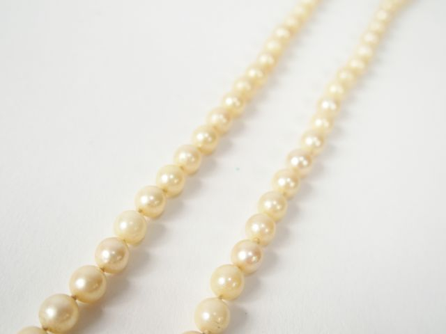 Collier de perles de culture disposées en chute. 50cm