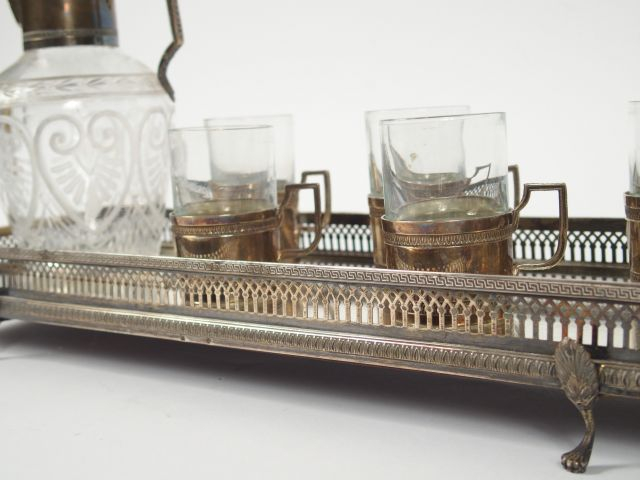 Service à rafraichir de style Empire en verre et argent, poinçon Miner