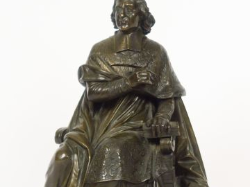 Ecole française XIXème "Portrait de Bossuet" Sculpture en bronze à pat