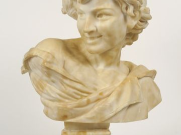 D'après Carpeaux, sculpture en albâtre fin XIXème "Le petit pêcheur na
