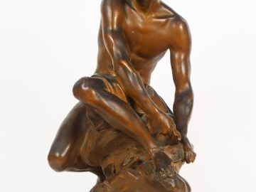 PIGALLE (d'après)"Mercure" Sculpture en terre cuite patinée. Signée (a