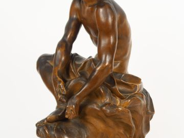 PIGALLE (d'après)"Mercure" Sculpture en terre cuite patinée. Signée (a