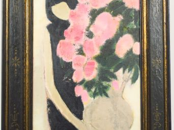 André BRASILIER "Le grand bouquet rose" Huile sur toile. Signée en bas