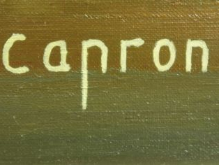 J.P CAPRON "Village en bord de mer" Huile sur toile.  Signée et datée 