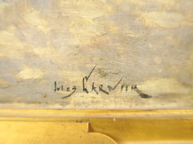 Jules GARNIER "La fontaine aux trois Grâces" Huile sur toile, dans son