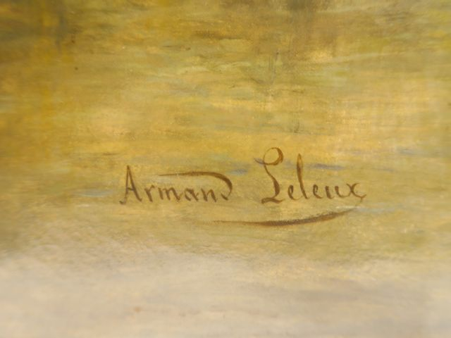 	Armand LELEUX « Retour du marché en barque »  Huile sur toile. Signée
