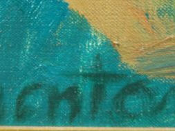 MONTANE "La grande place à Fréjus" Huile sur toile.  Signée en bas à g