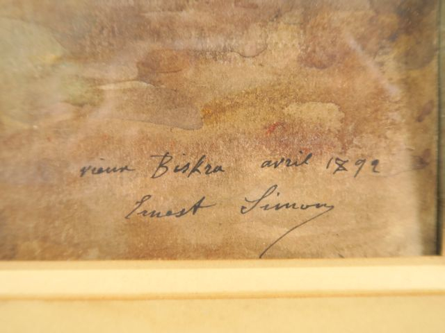 Ernest SIMON "Le vieux Biskra" Aquarelle. Signée, située et datée avri